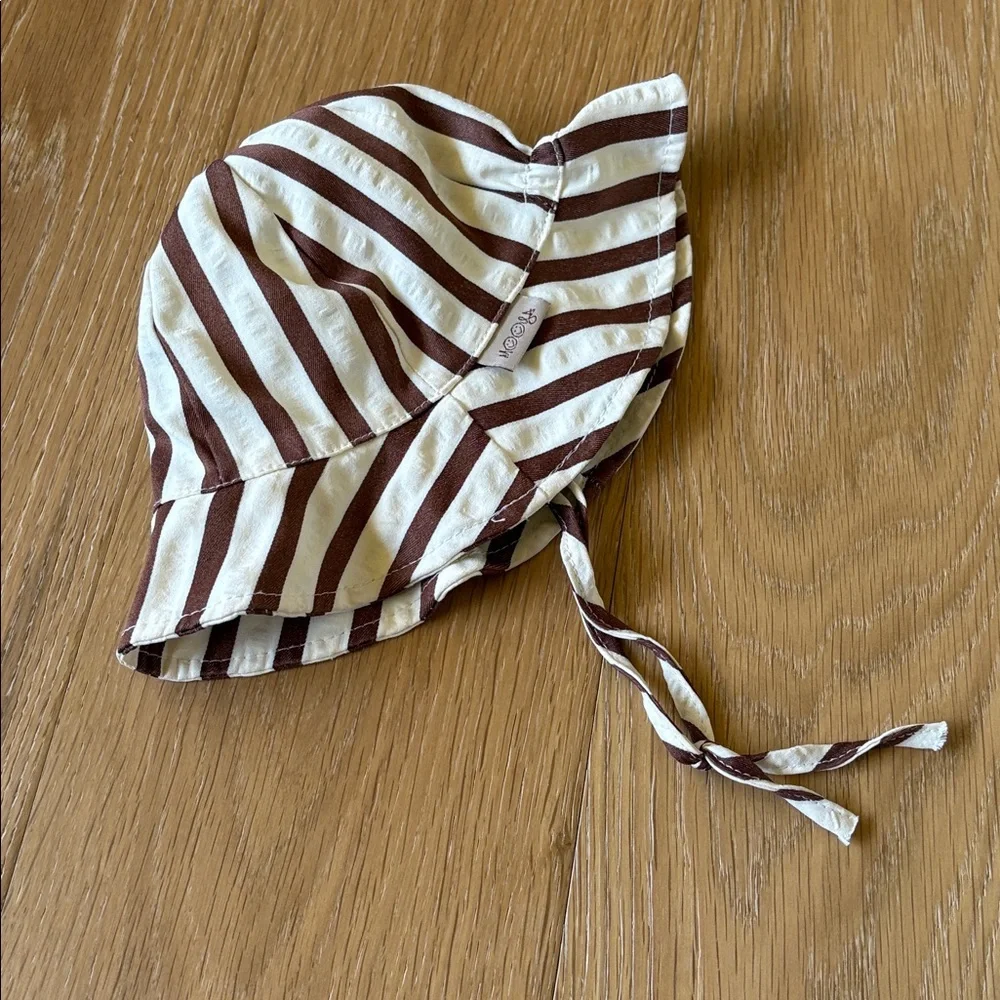 Adorable brown and cream stripe baby sun hat
